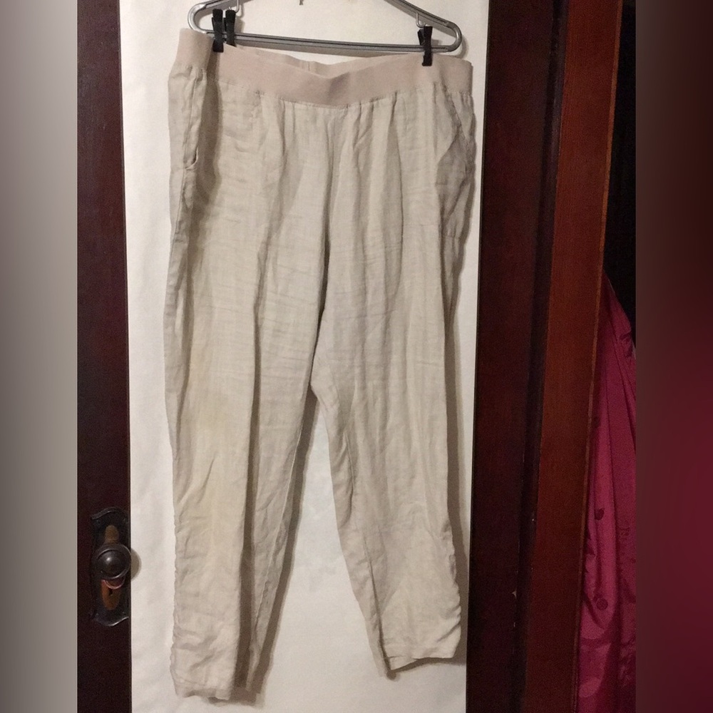 Woman’s XL Ellen Tracy Beige 100% Linen Pants